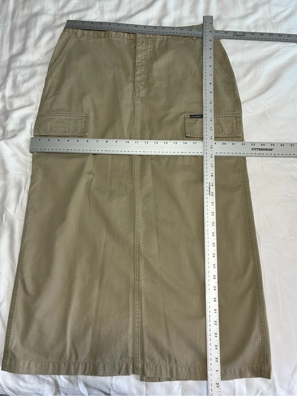 VTG 90s CK JEANS 13 Calvin Klein Khaki Utility Cargo Skirt 💯 Cotton EUC